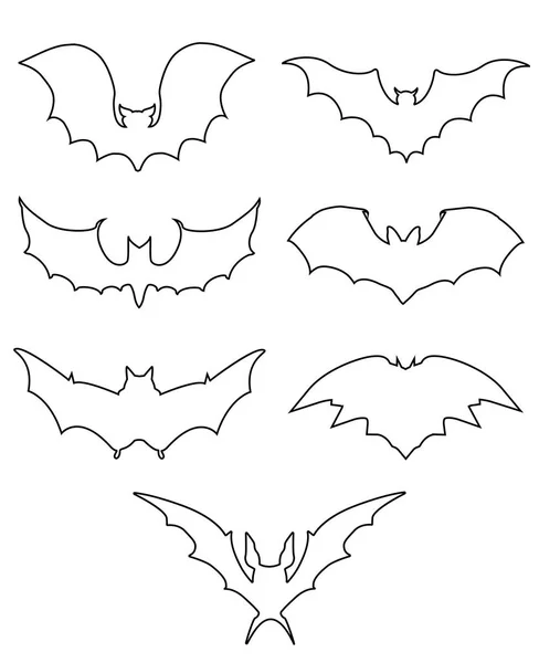 Conjunto Iconos Halloween Murciélagos Negro Vector Ilustración — Vector de stock