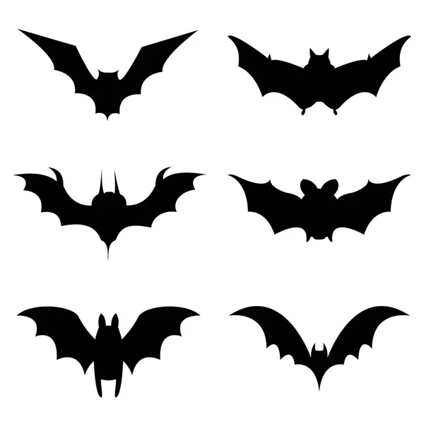 万圣节图标组蝙蝠在黑色 向量例证 — 图库矢量图片