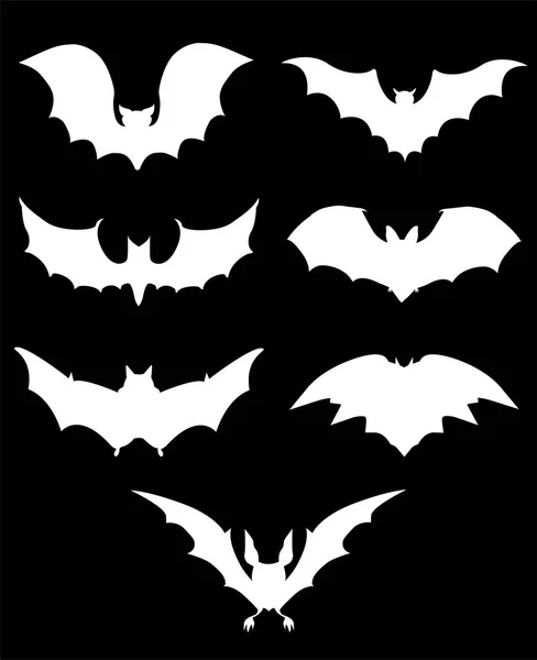 Halloween Icons Set Bats Black Vector Illustration — Stock Vector