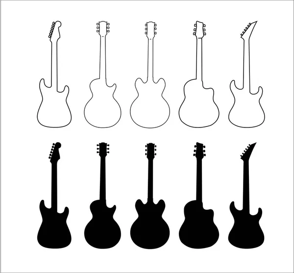 Guitars Music Instruments Silhouette — Stock Vector