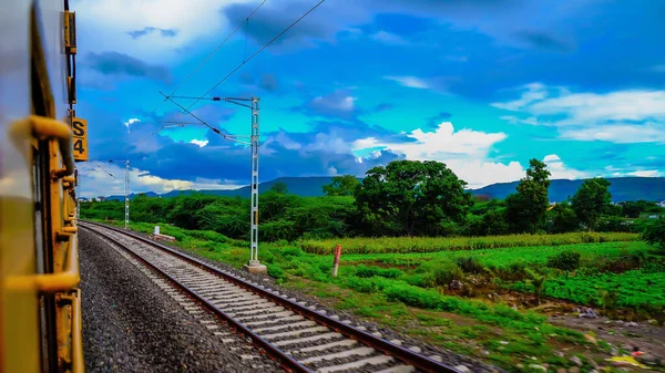 Gyönyörű Indiai Vasúti Utazás Több Helyről — Stock Fotó