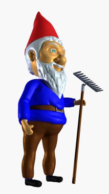 Bahçenizde koruyucusu. Folklorik Almanya bahçe bebek. Bahçe uyanık. 3D render illüstrasyon.