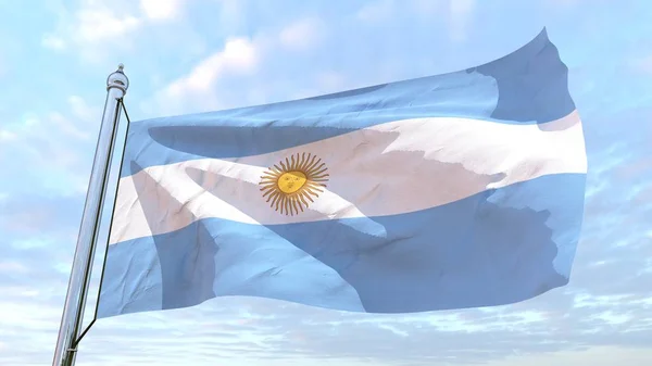 Σημαία Της Χώρας Αργεντινή Ύφανση Στον Αέρα Πετώντας Στον Ουρανό — Φωτογραφία Αρχείου