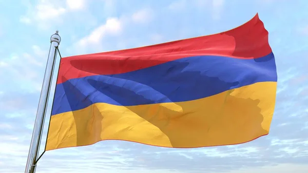 Σημαία Της Αρμενίας Χώρα Ύφανση Στον Αέρα Πετώντας Στον Ουρανό — Φωτογραφία Αρχείου