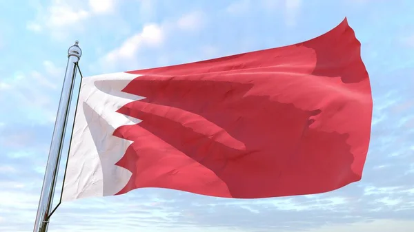 Σημαία Της Χώρας Μπαχρέιν Ύφανση Στον Αέρα Πετώντας Στον Ουρανό — Φωτογραφία Αρχείου