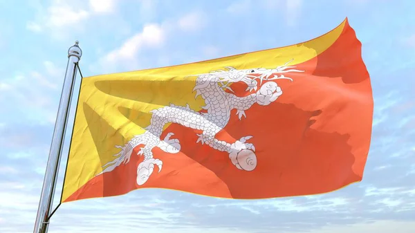 Bandera Del País Bután Tejiendo Aire Volando Cielo —  Fotos de Stock