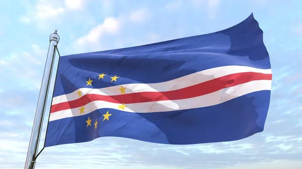 Bayrak Ülke Cabo Verde Havada Dokuma Gökyüzünde Uçan — Stok fotoğraf