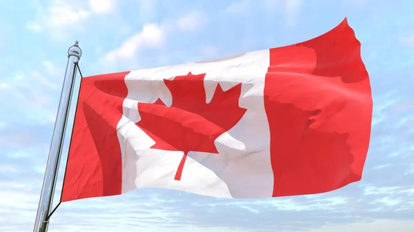 Σημαία Του Καναδά Χώρα Ύφανση Στον Αέρα Πετώντας Στον Ουρανό — Φωτογραφία Αρχείου