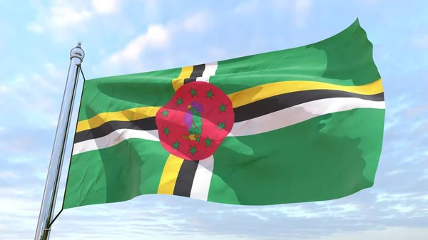Bandiera Del Paese Dominica Tessitura Aria Volare Nel Cielo — Foto Stock