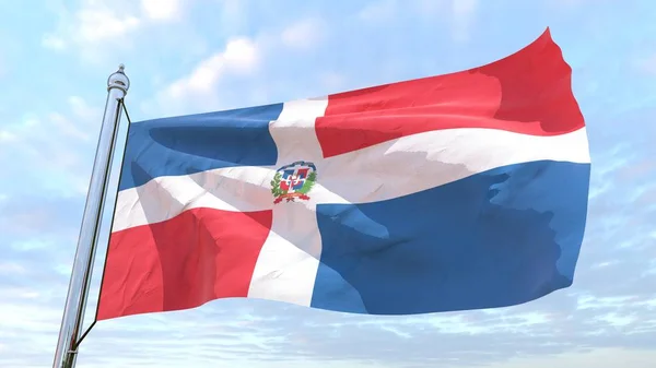 Bandera Del País República Dominicana Tejiendo Aire Volando Cielo —  Fotos de Stock