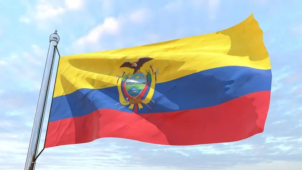 Vlag Van Het Land Ecuador Weven Lucht Vliegen Lucht — Stockfoto
