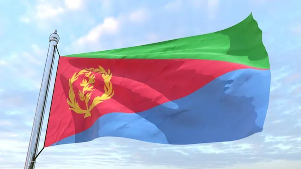 Flagga Det Landet Eritrea Vävning Luften Flyger Himlen — Stockfoto