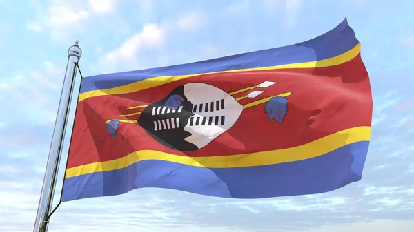 Bandera Del País Eswatini Tejiendo Aire Volando Cielo —  Fotos de Stock