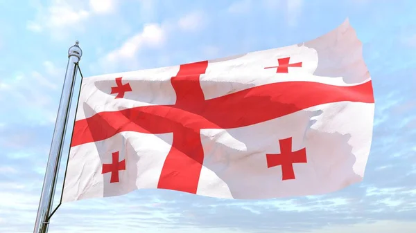 Vlajka Státu Georgia Tkaní Vzduchu Létání Obloze — Stock fotografie