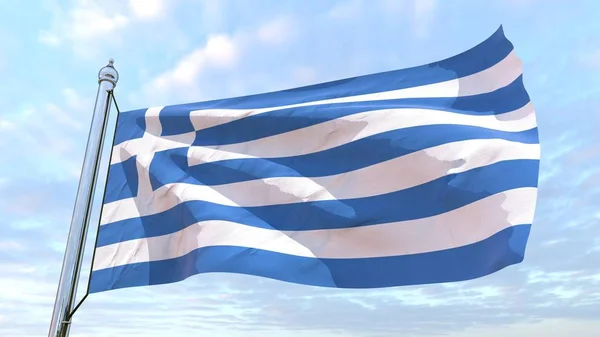 Bandera Del País Grecia Tejiendo Aire Volando Cielo — Foto de Stock