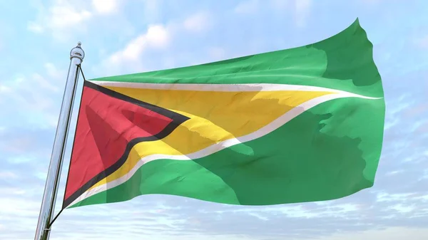 Bandeira País Guiana Tecelagem Voando Céu — Fotografia de Stock