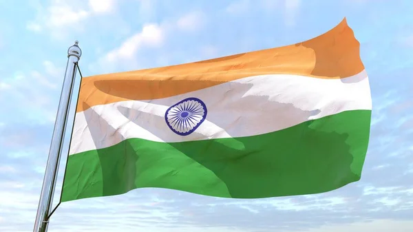 Bandera Del País India Tejiendo Aire Volando Cielo —  Fotos de Stock