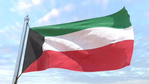 Bandeira País Kuwait Tecelagem Voando Céu — Fotografia de Stock