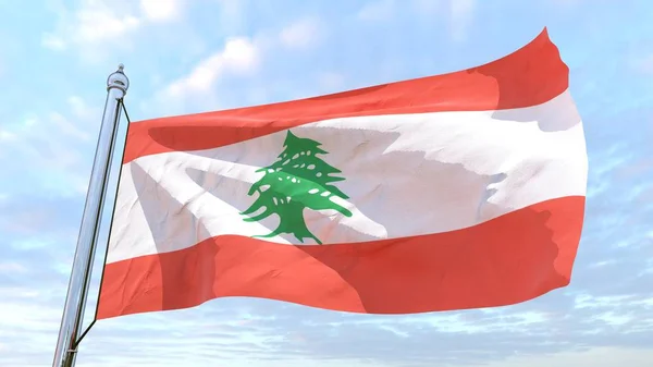 Bandiera Del Paese Libano Tessitura Aria Volare Nel Cielo — Foto Stock