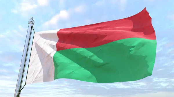 Bandera Del País Madagascar Tejiendo Aire Volando Cielo —  Fotos de Stock