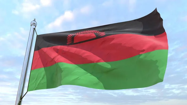 Vlajka Země Malawi Tkaní Vzduchu Létání Obloze — Stock fotografie