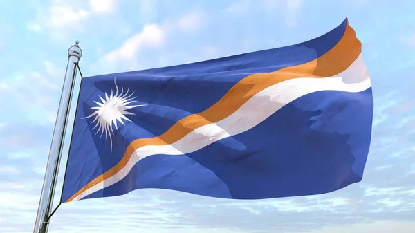 Σημαία Των Νήσων Μάρσαλ Χώρα Ύφανση Στον Αέρα Πετώντας Στον — Φωτογραφία Αρχείου
