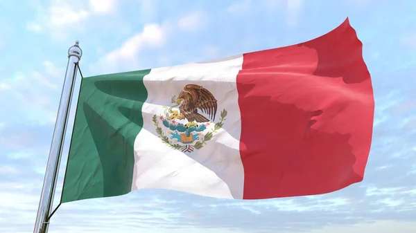 Bandeira País México Tecelagem Voando Céu — Fotografia de Stock