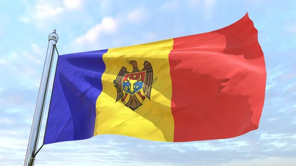 Zászló Ország Moldova Szövés Levegőben Repül Égen — Stock Fotó