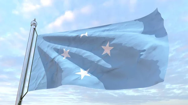 Vlajka Země Mikronésie Tkaní Vzduchu Létání Obloze — Stock fotografie