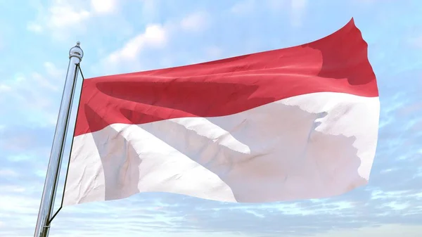 Bandeira País Mônaco Tecelagem Voando Céu — Fotografia de Stock