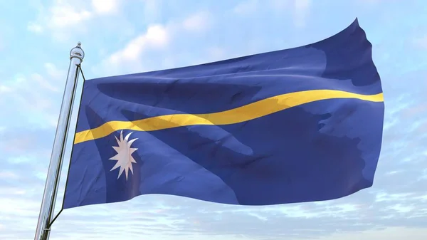 Flagge Des Landes Nauru Webt Der Luft Fliegen Den Himmel — Stockfoto