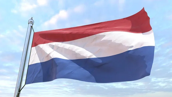 Flagge Des Landes Niederlande Webt Der Luft Fliegen Den Himmel — Stockfoto