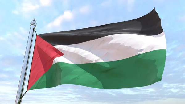 Флаг Палестины Сотканный Воздухе Полеты Небе — стоковое фото