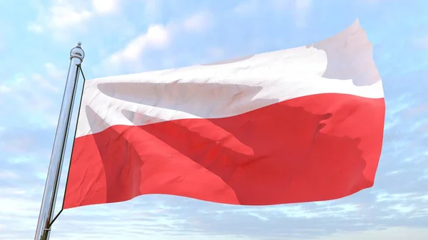 Drapeau Pays Pologne Tissant Dans Les Airs Voler Dans Ciel — Photo