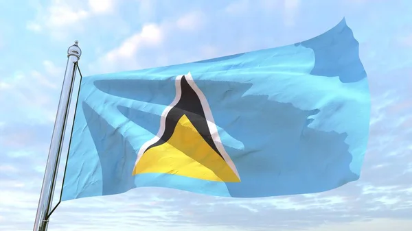 Flagge Des Landes Heilige Lucia Webt Der Luft Fliegen Den — Stockfoto