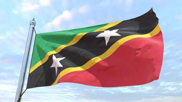 Bandiera Del Paese Saint Kitts Nevis Tessitura Aria Volare Nel — Foto Stock