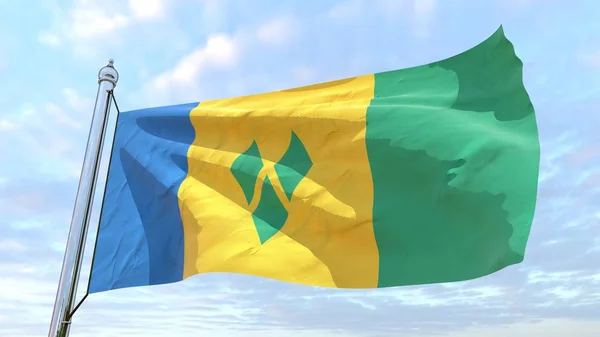 Флаг Страны Сент Винсент Гренадины Плетущиеся Воздухе Полеты Небе — стоковое фото