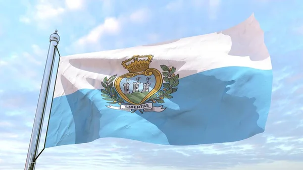 Bandera Del País San Marino Tejiendo Aire Volando Cielo —  Fotos de Stock