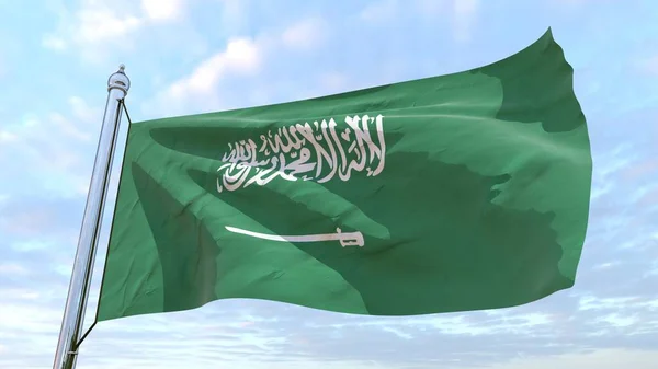 Vlag Van Het Land Saoedi Arabië Weven Lucht Vliegen Lucht — Stockfoto