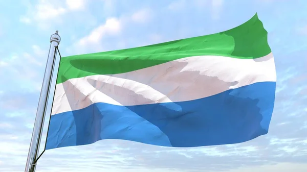 Bandeira País Serra Leoa Tecelagem Voando Céu — Fotografia de Stock