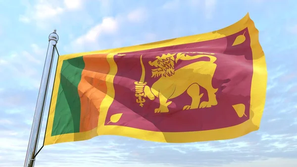 Bandeira País Sri Lanka Tecelagem Voando Céu — Fotografia de Stock