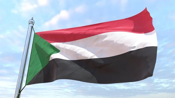 Flagga Land Sudan Vävning Luften Flyger Himlen — Stockfoto