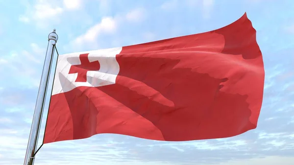 Flagge Des Landes Tonga Webt Der Luft Fliegen Den Himmel — Stockfoto
