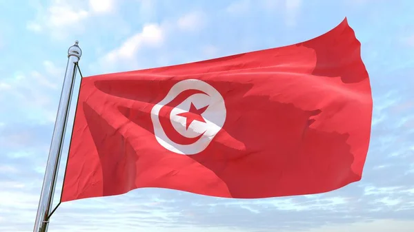 Bandiera Del Paese Tunisia Tessitura Aria Volare Nel Cielo — Foto Stock