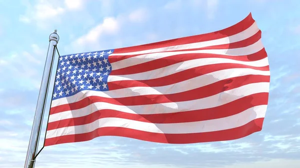 空気で織り国アメリカ合衆国の旗 空を飛ぶ — ストック写真