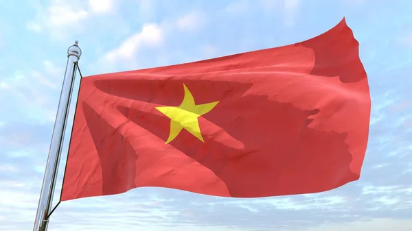 空気で織り国ベトナムの旗 空を飛ぶ — ストック写真