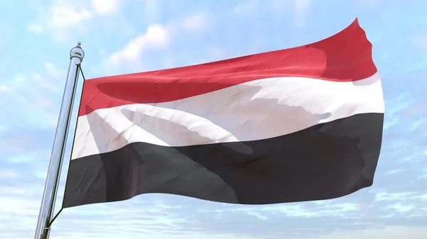 国旗的国家也门在空中编织 在天空飞翔 — 图库照片
