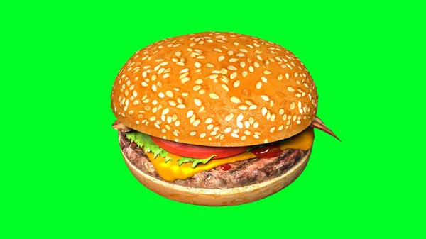 Klasik pastırma peynirli hamburger sulu izole