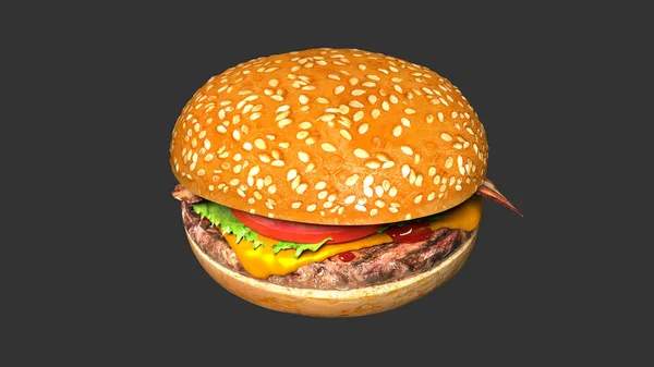 क्लासिक बेकन चीज बर्गर वेगळे रसदार — स्टॉक फोटो, इमेज