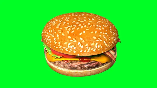 Klassischer Speckkäse-Burger isoliert saftig — Stockfoto